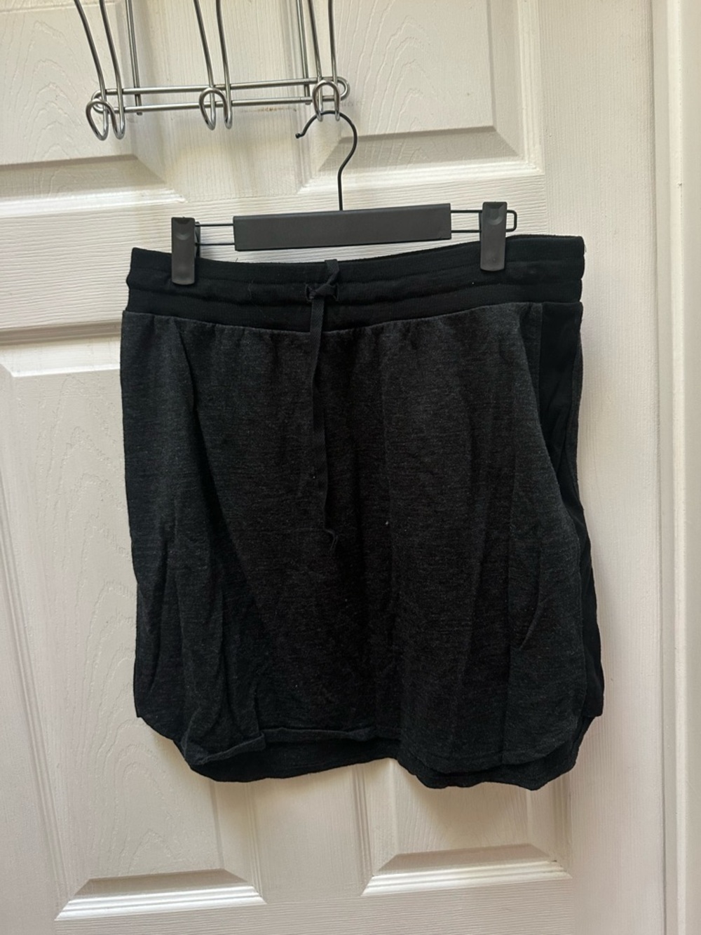Ibex gray black wool Casual Drawstring Mini Skirt l large